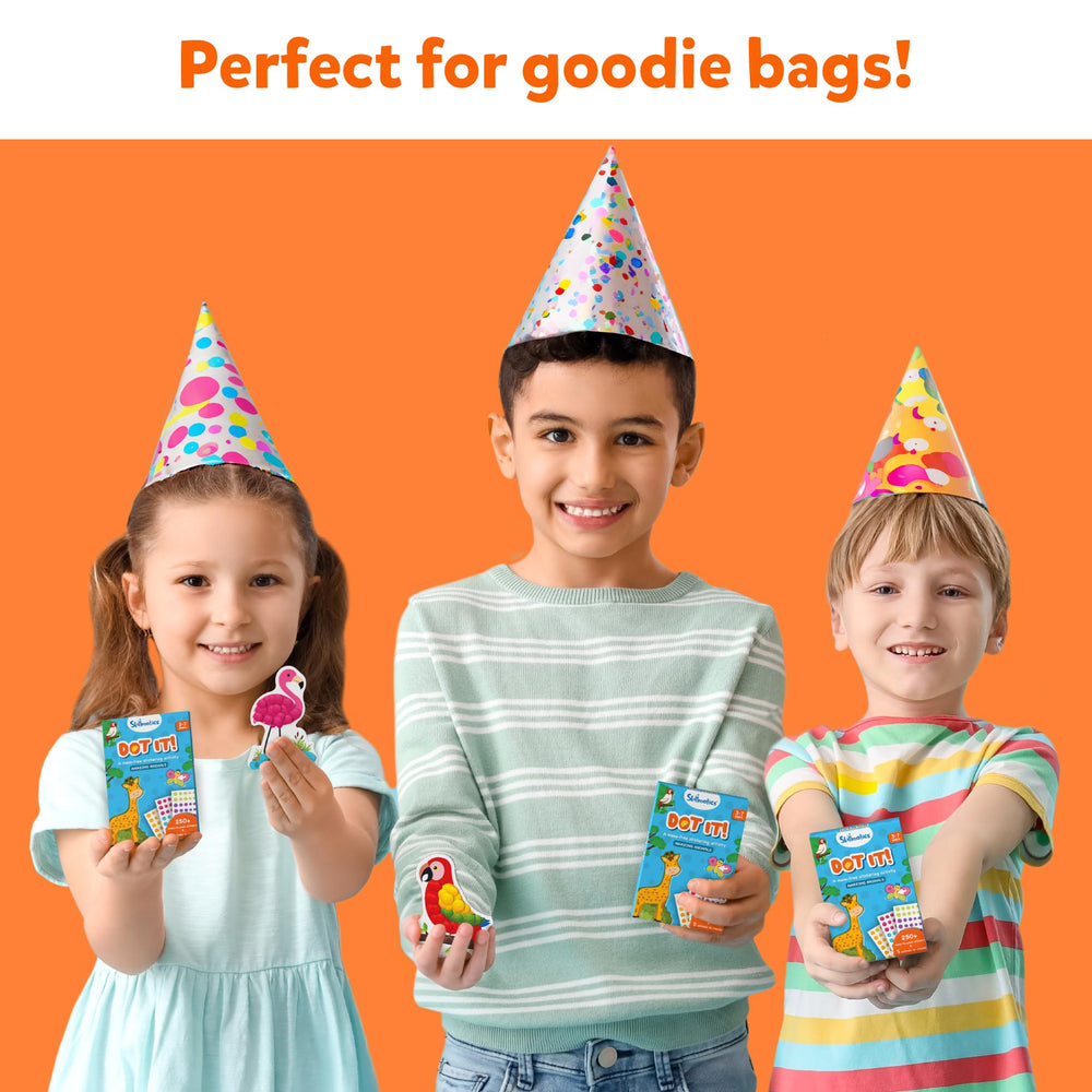 Colorful animal designs ideal for birthday party favors by Skillmatics Dot It.