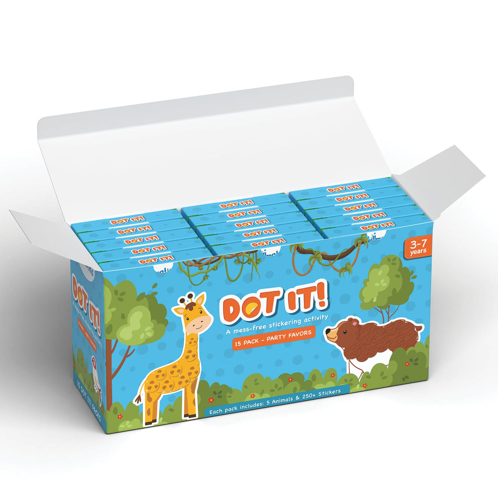 Compact, portable Dot It art pack makes decorating animals easy anywhere.