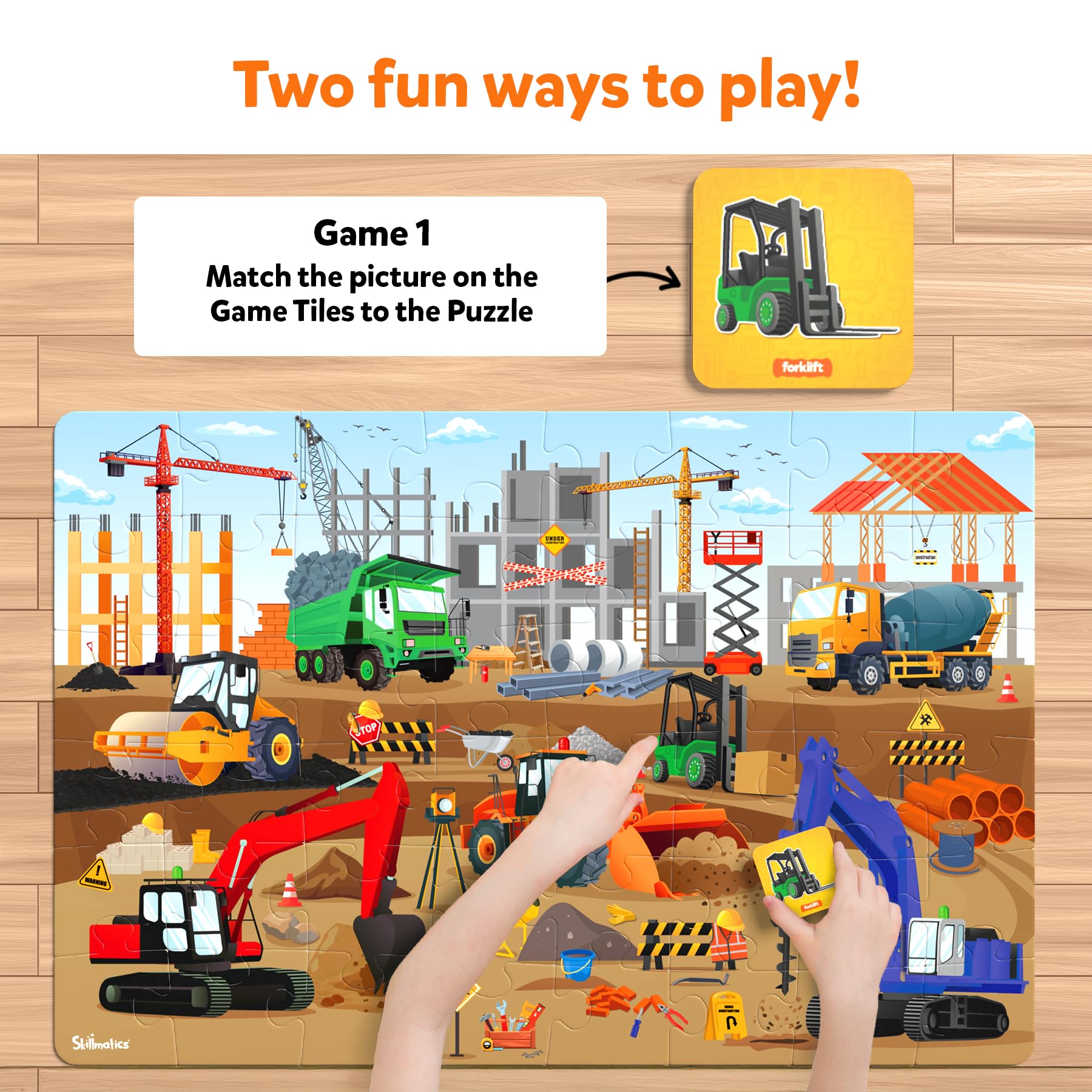Skillmatics double-sided game tiles enable two fun search and find activities.