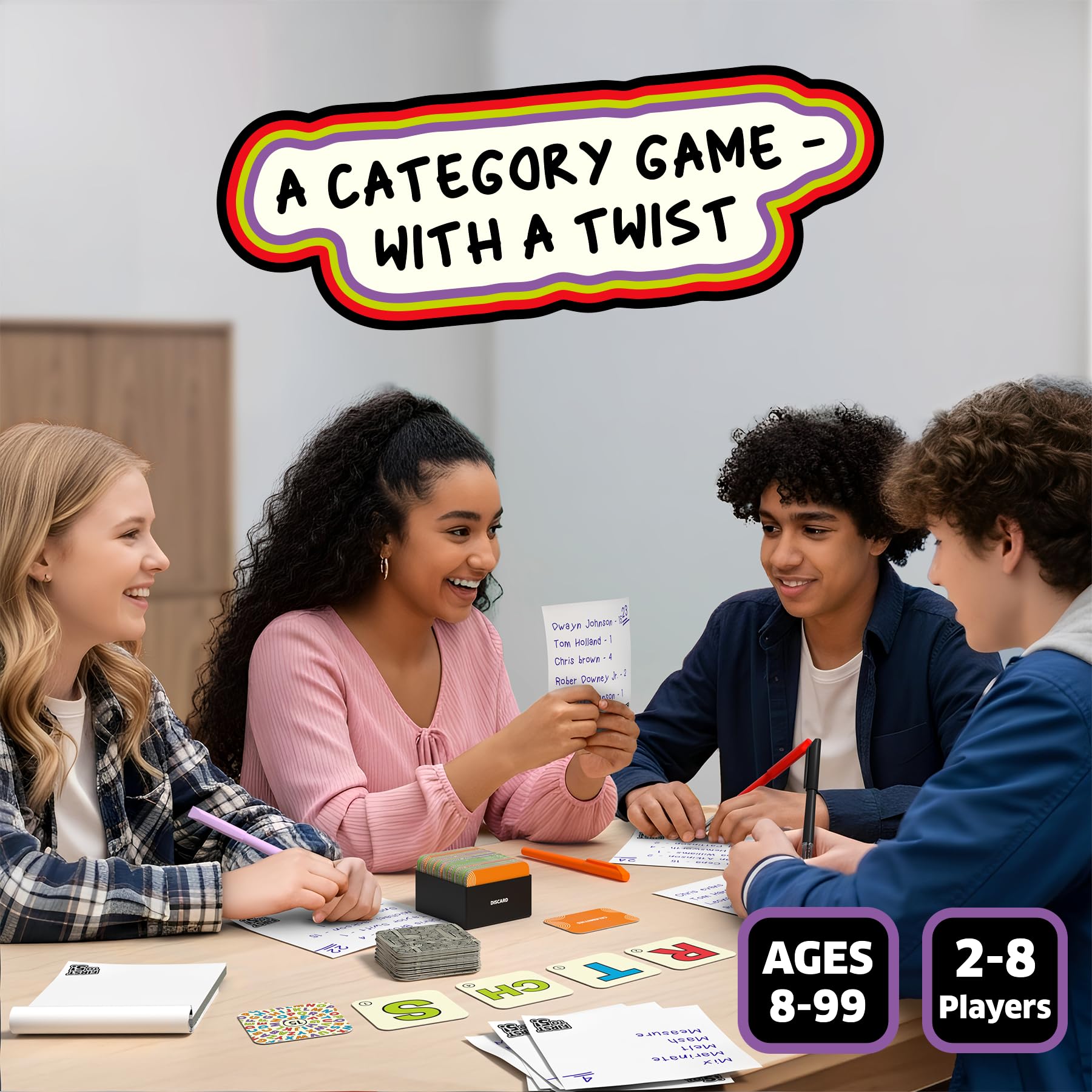 Skillmatics First to 5 200 category cards on the table boost fast-paced word ideas.