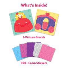 Skillmatics 800+ foam stickers spread across six picture boards for kids' imagination.