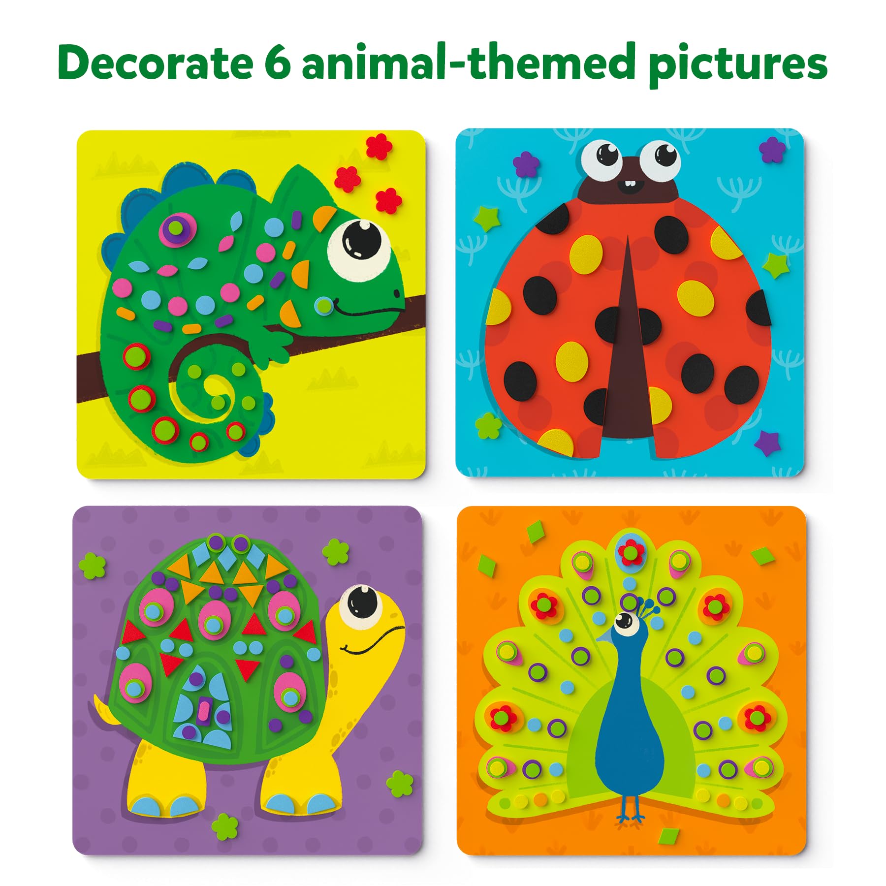 Instruction manual helps guide kids through simple sticker projects