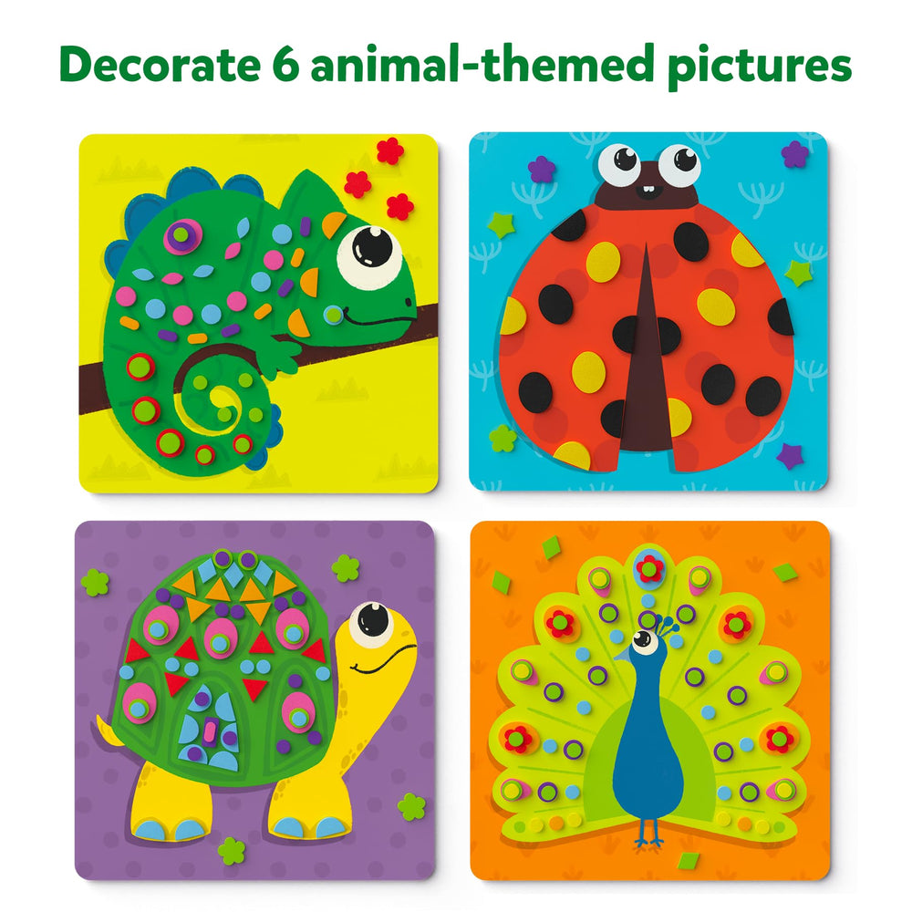 Instruction manual helps guide kids through simple sticker projects