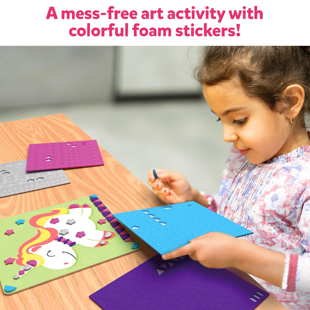 Six picture boards from Skillmatics guide kid-led decorating with vibrant foam pieces.