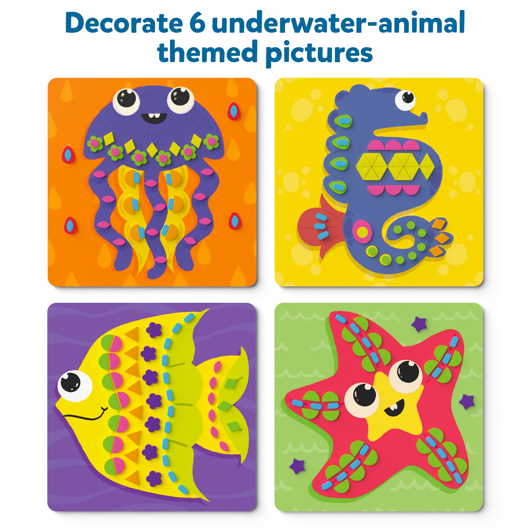 Skillmatics Foam Sticker Art seahorse board supports tactile exploration and color matching