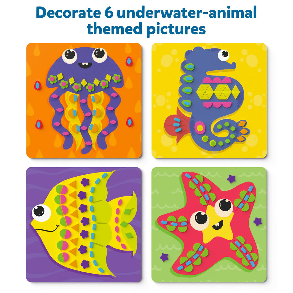 Skillmatics Foam Sticker Art seahorse board supports tactile exploration and color matching
