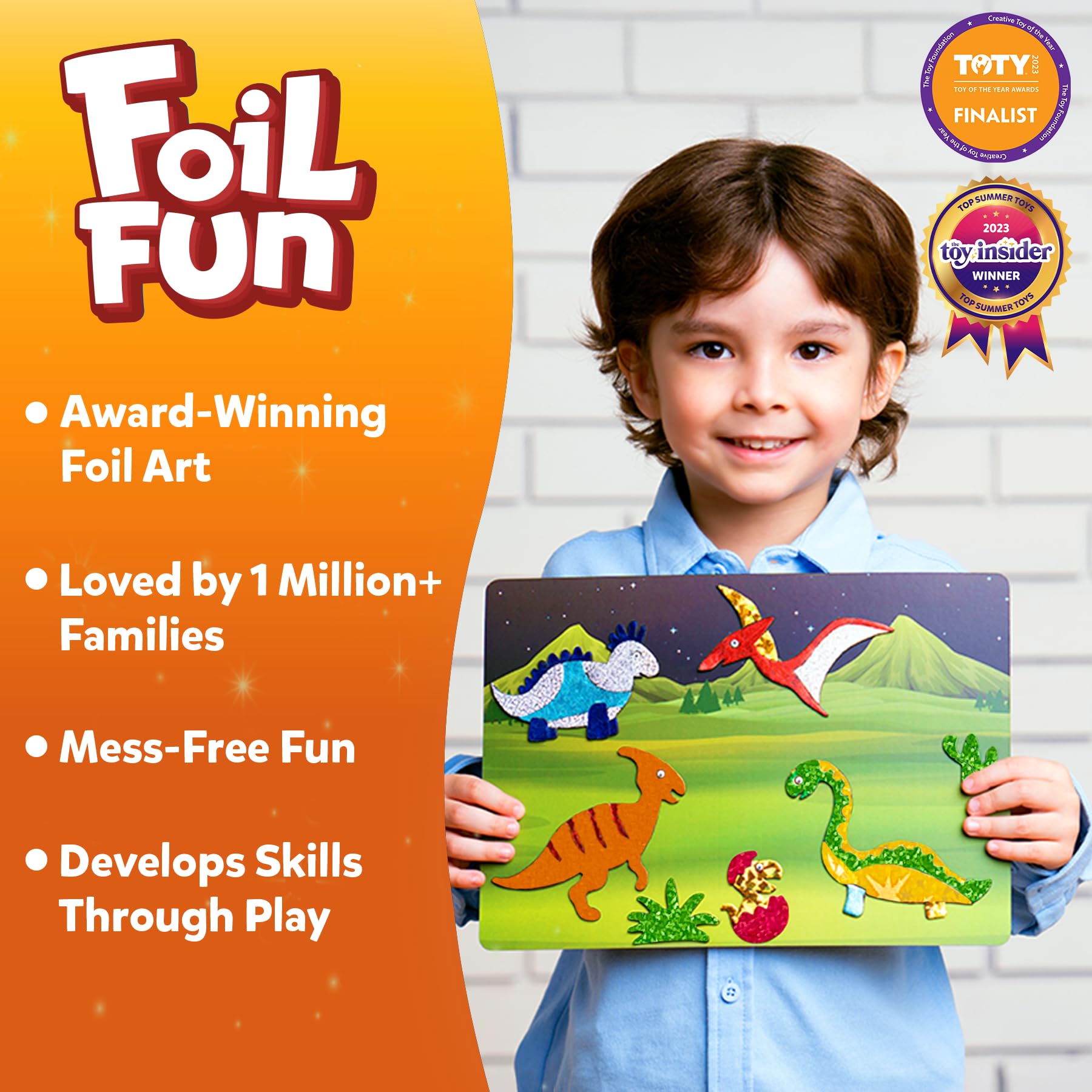 Foil sheets sparkle on Skillmatics Foil Fun Dinosaurs set