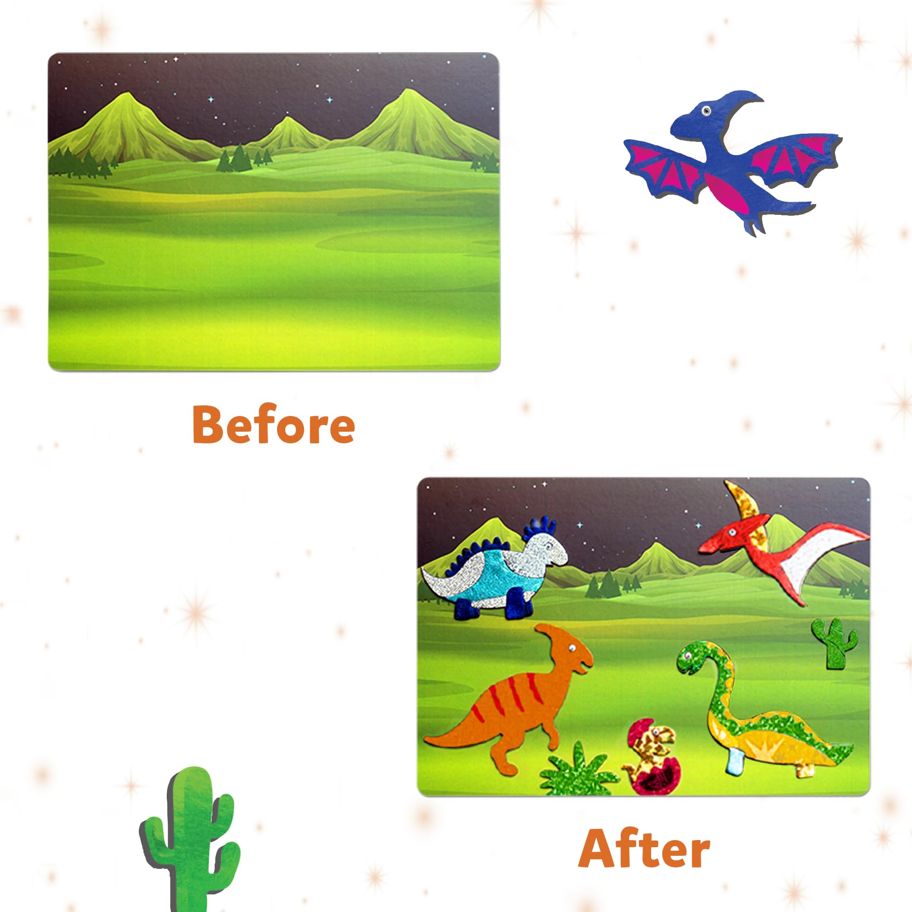 Instruction manual guides easy crafting for Skillmatics Foil Fun Dinosaurs