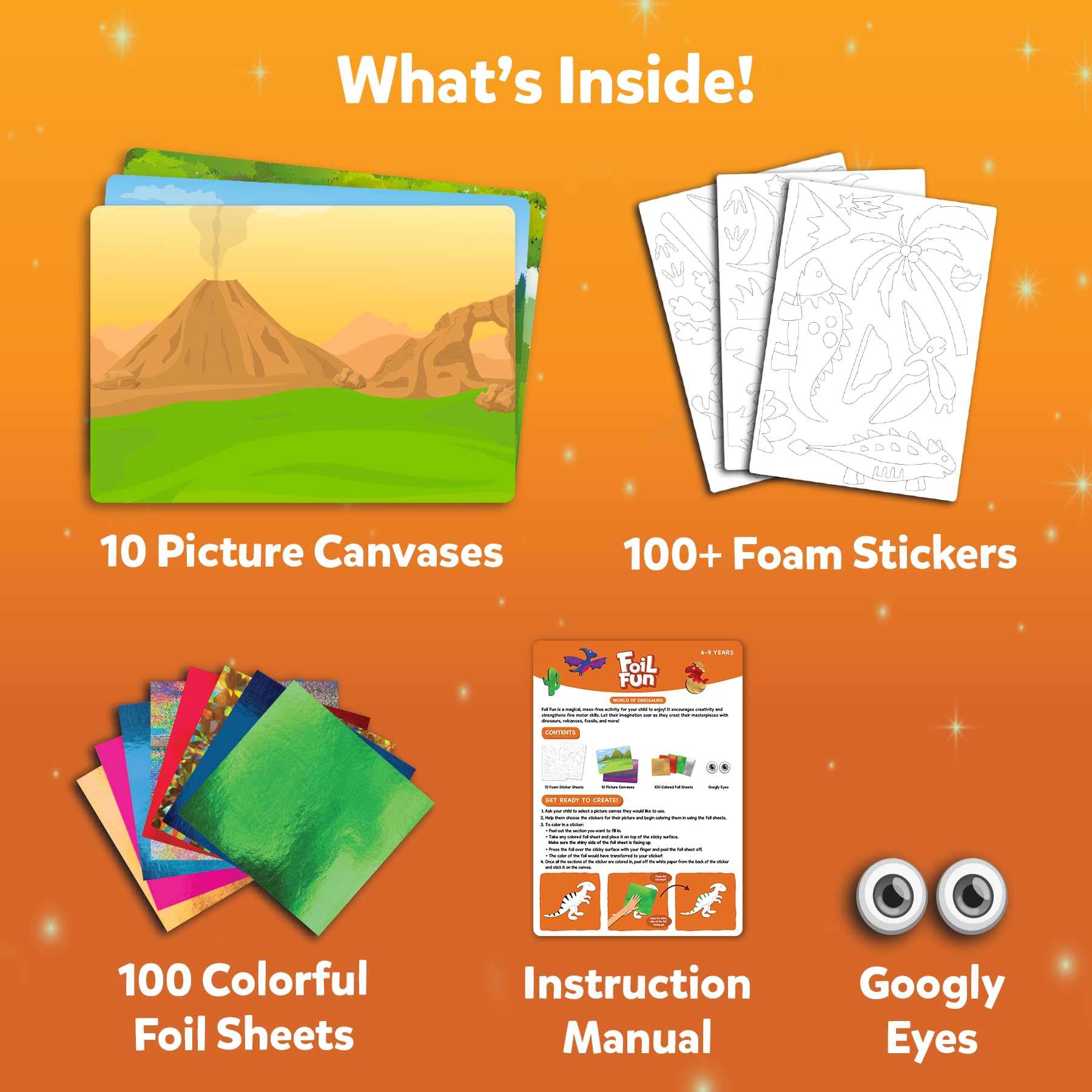 Dinosaur stickers from Skillmatics Foil Fun add texture to scenes
