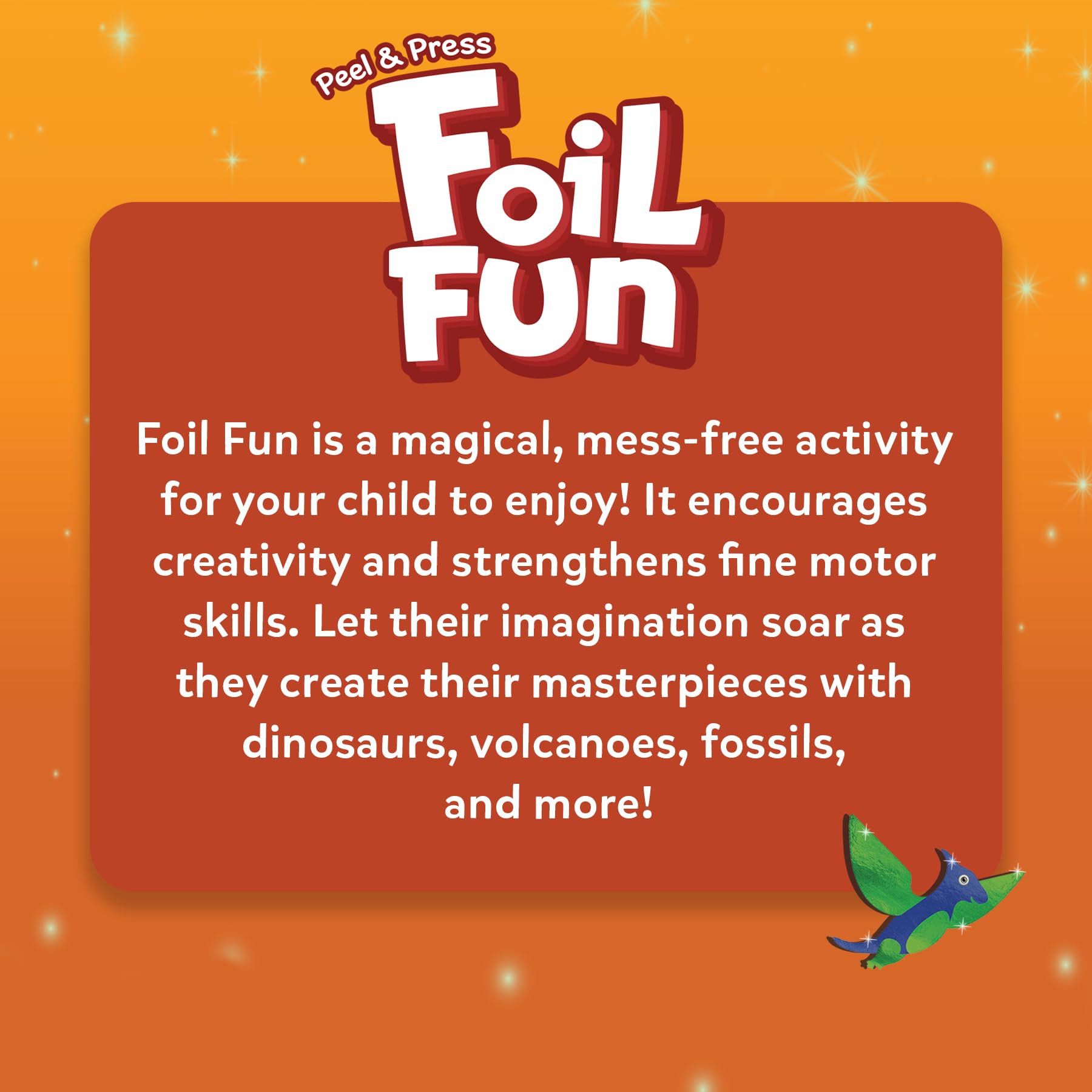 Travel-ready Skillmatics Foil Fun Dinosaurs kit for kids on the go