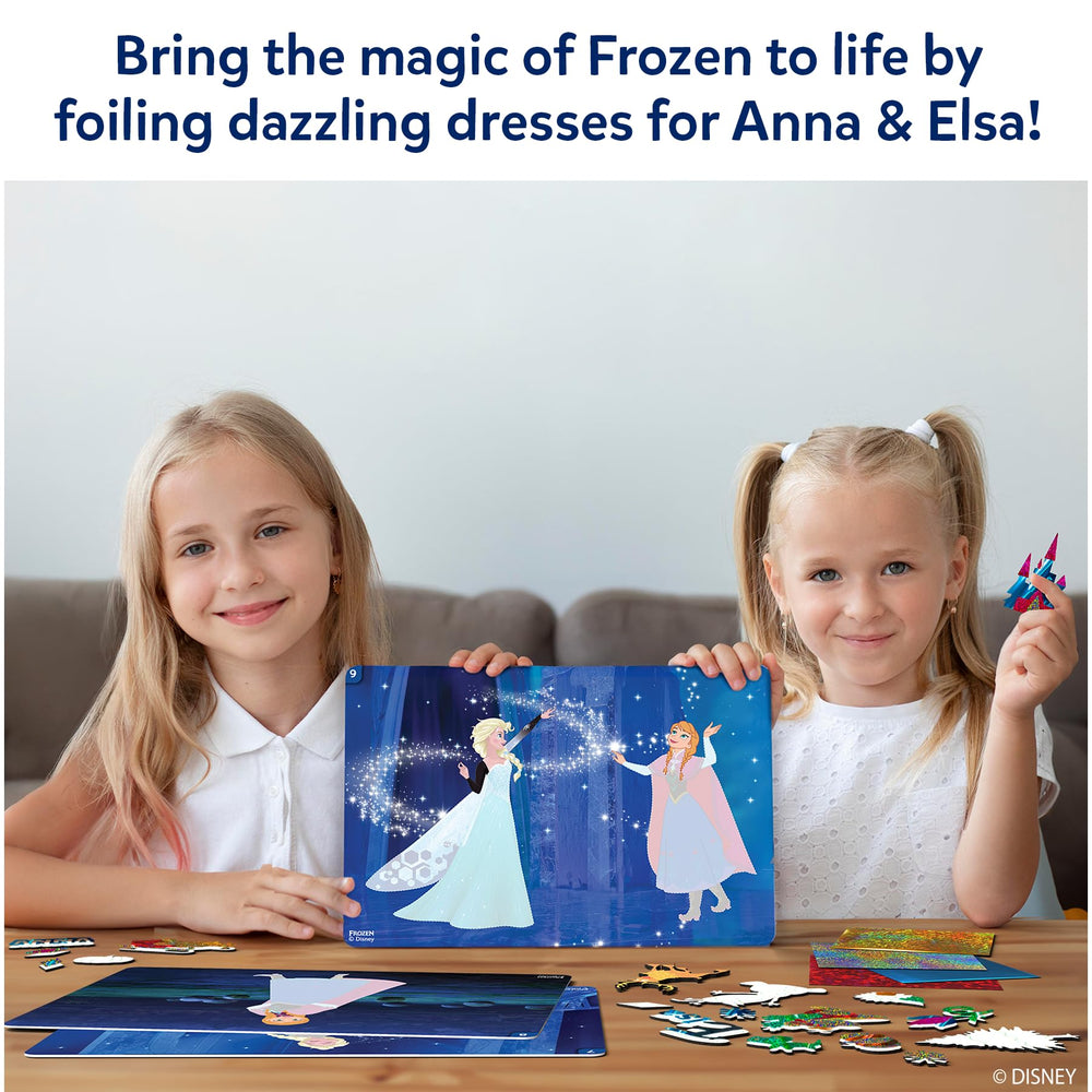 Skillmatics Foil Fun foiled princess dresses bring Elsa and Anna to life.