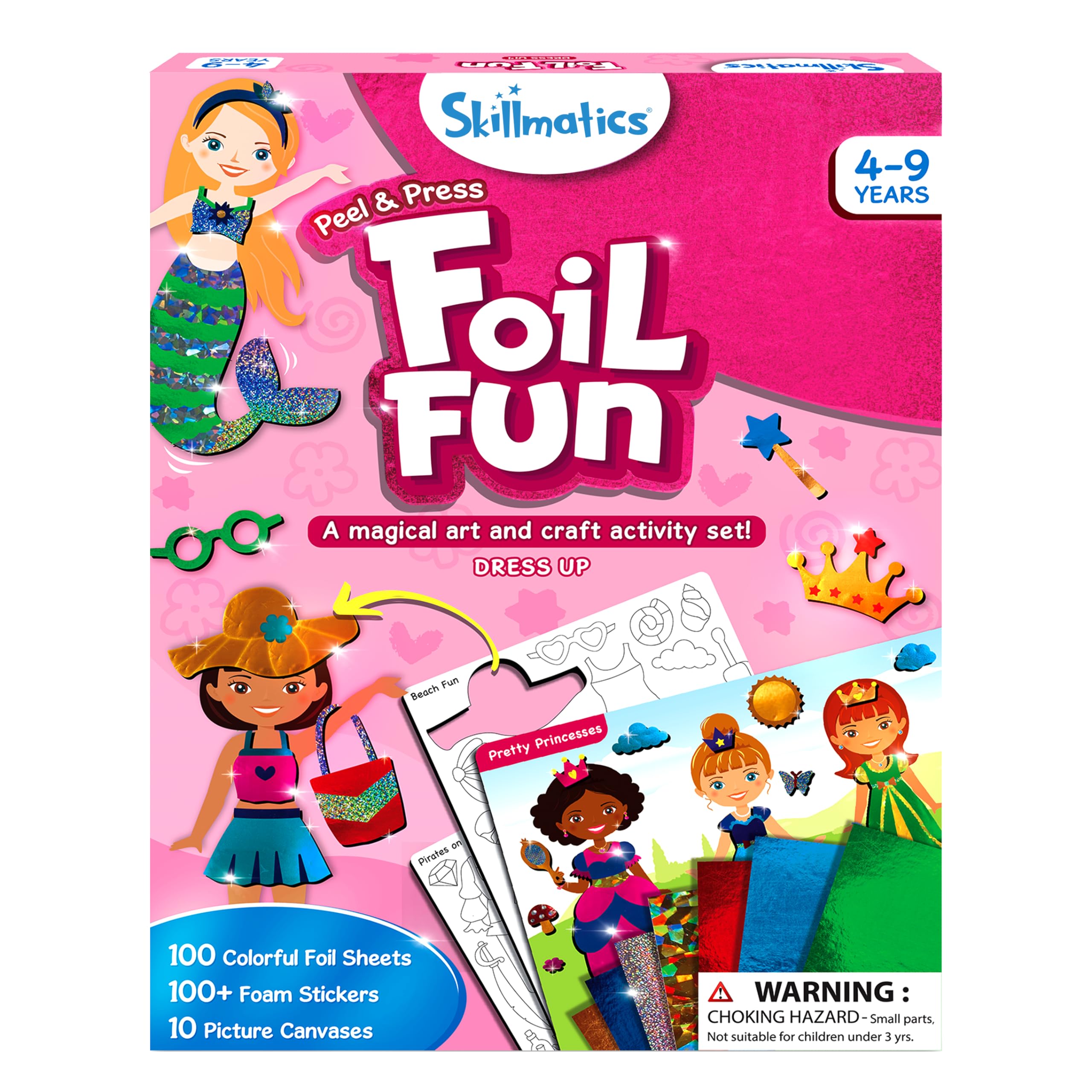 Skillmatics Foil Fun dress-up stickers enhance imaginative play with sparkly foil accents.