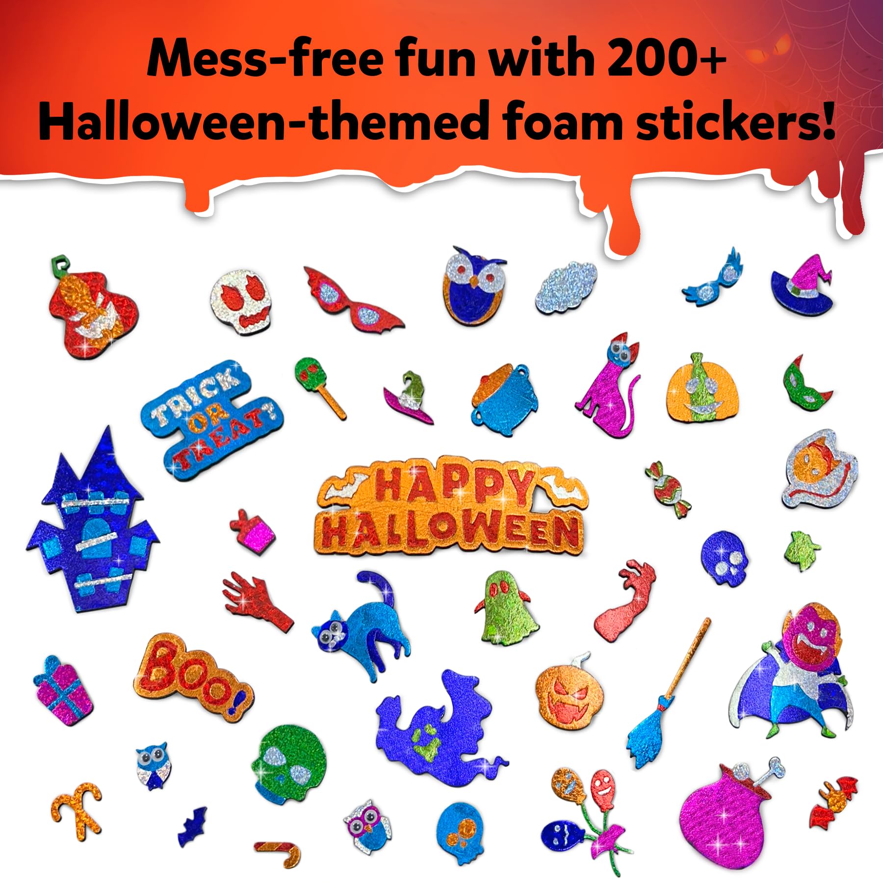 Child assembling a spooky scene with Skillmatics Foil Fun Halloween