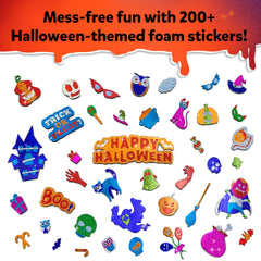 Child assembling a spooky scene with Skillmatics Foil Fun Halloween