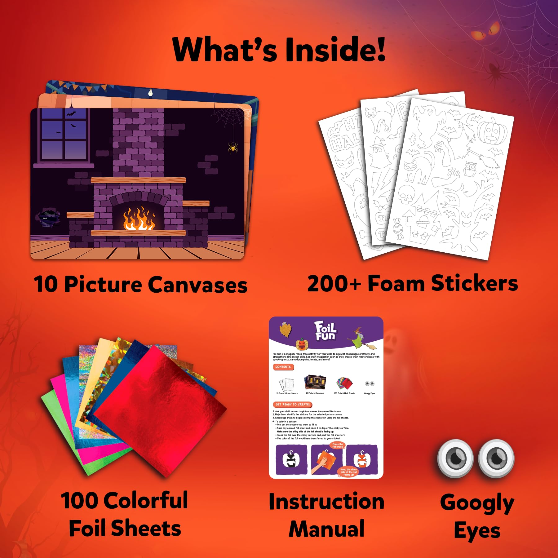 Picture canvases of Skillmatics Foil Fun Halloween ready for foil magic