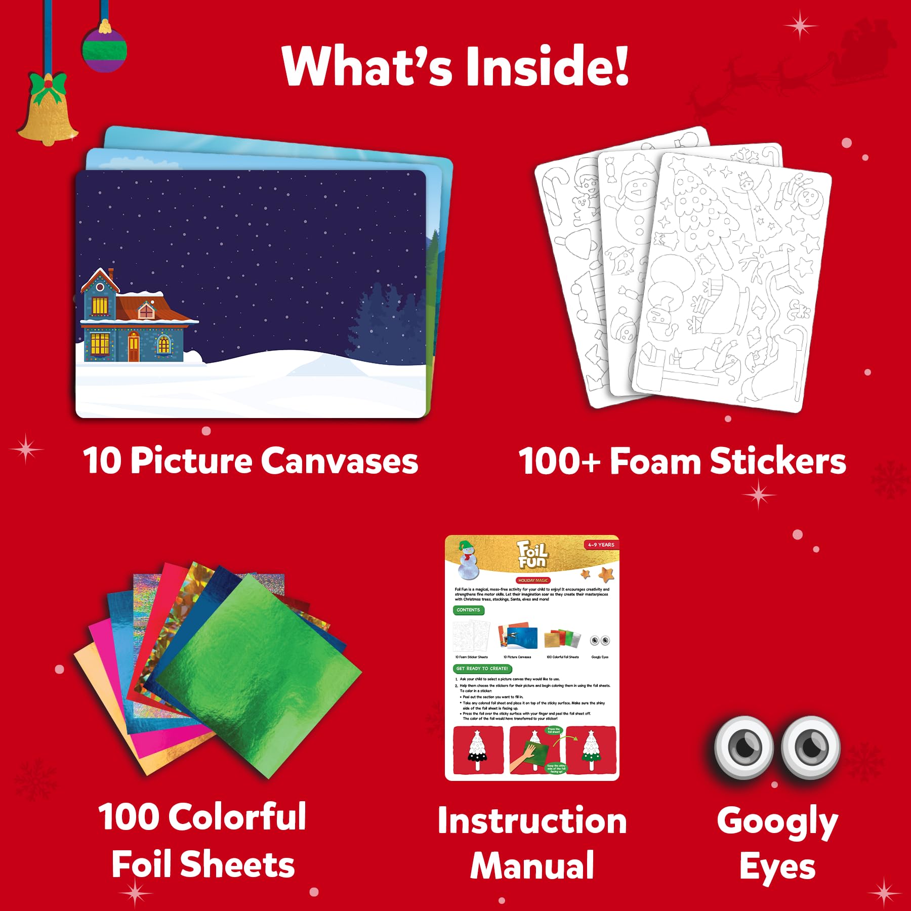 Skillmatics Foil Fun picture canvases close-up ready for step-by-step foil art.
