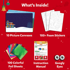 Skillmatics Foil Fun picture canvases close-up ready for step-by-step foil art.