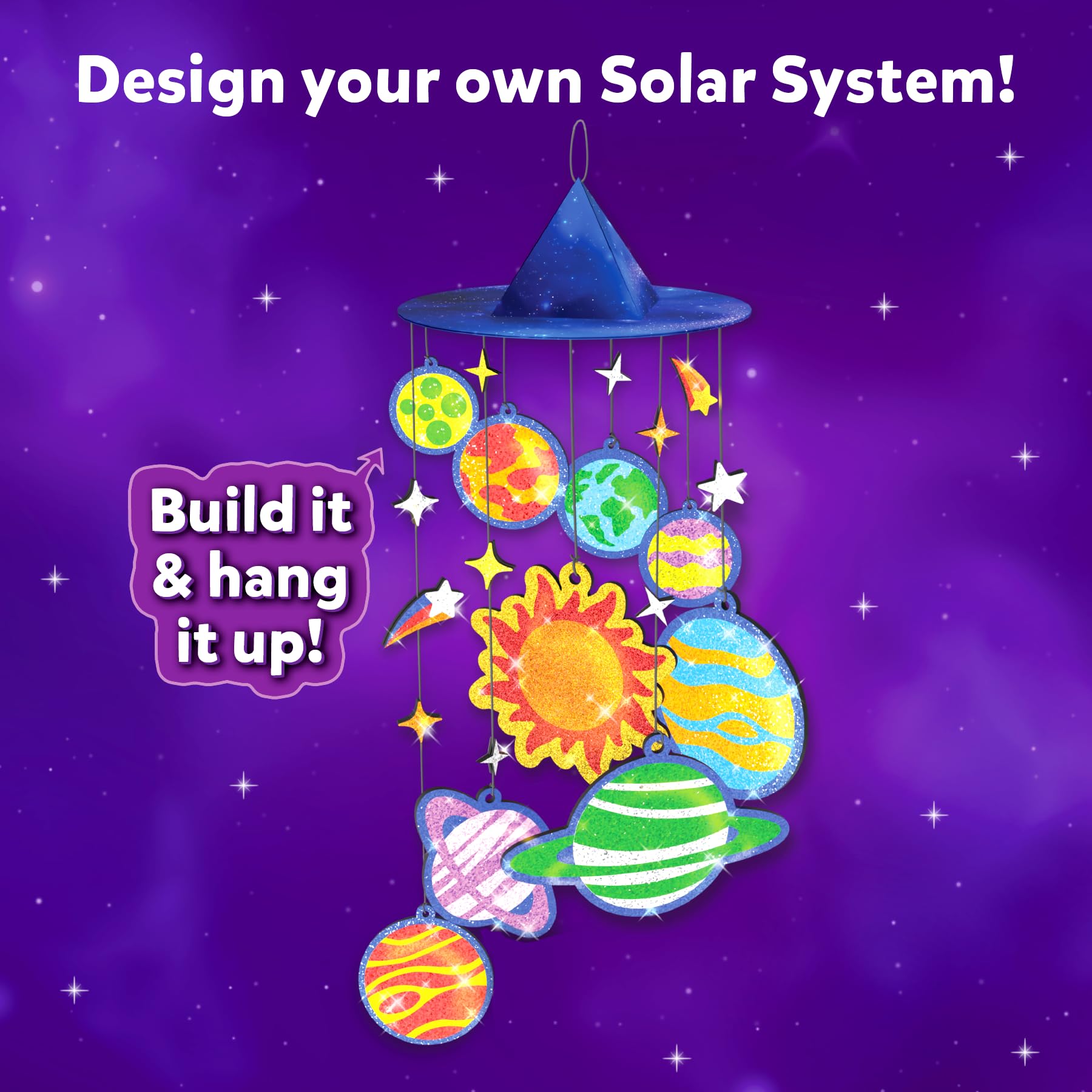 Skillmatics Foil Fun Solar System foil sheets close-up highlighting vibrant, mess-free color options