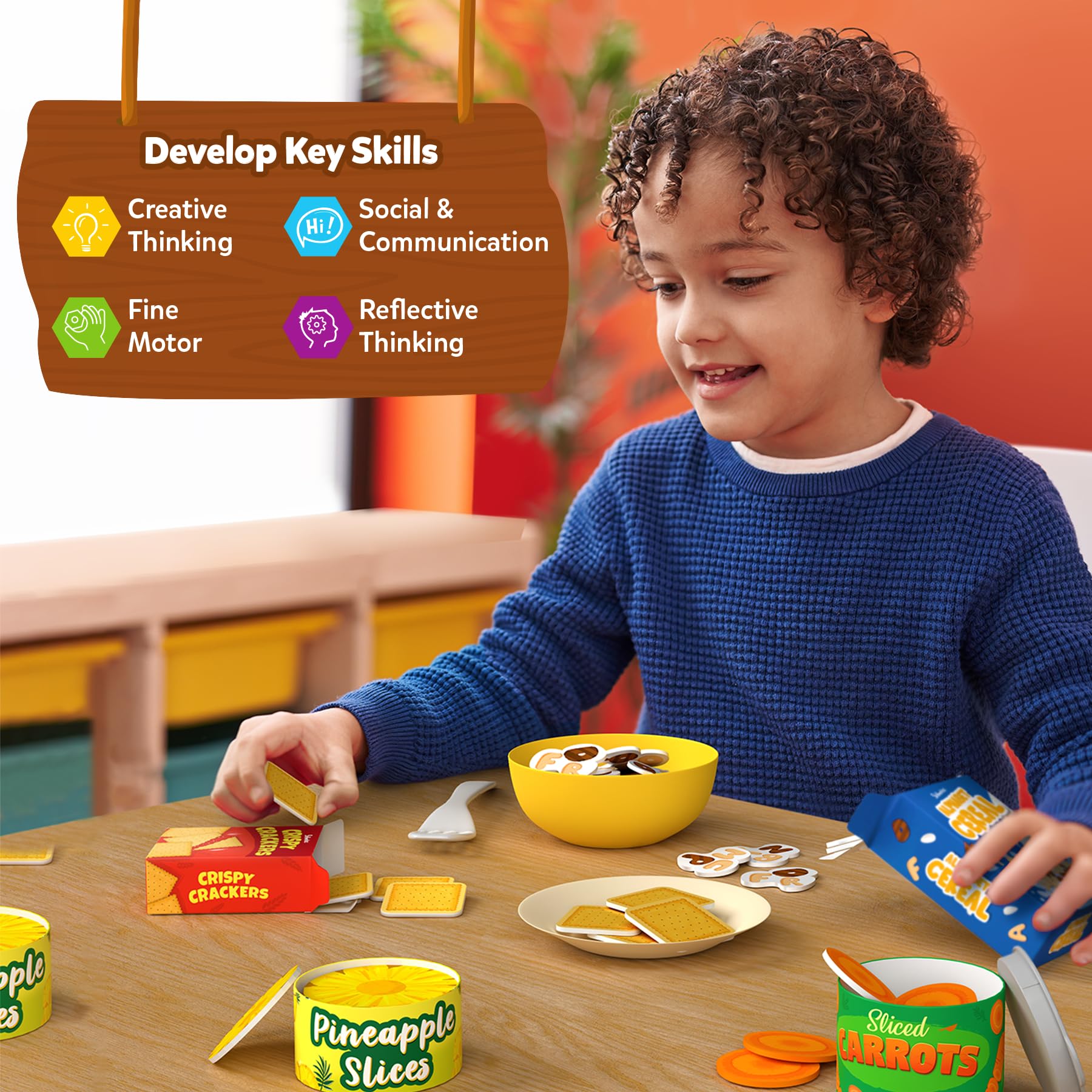 Skillmatics Grocery Set asparagus spears support sorting and pretend cooking scenarios