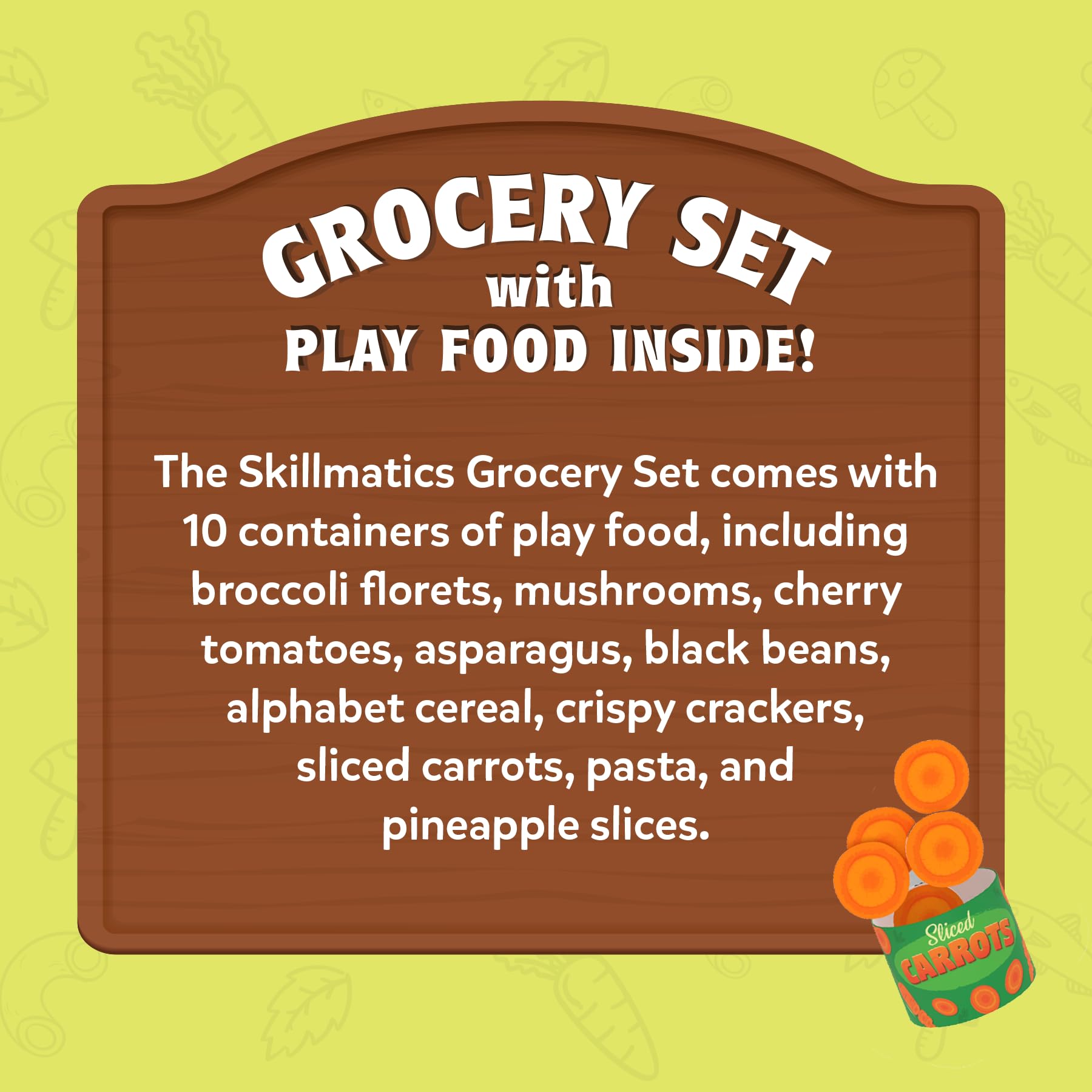 Skillmatics Grocery Set sliced carrots enhance colorful, fine-motor play sessions