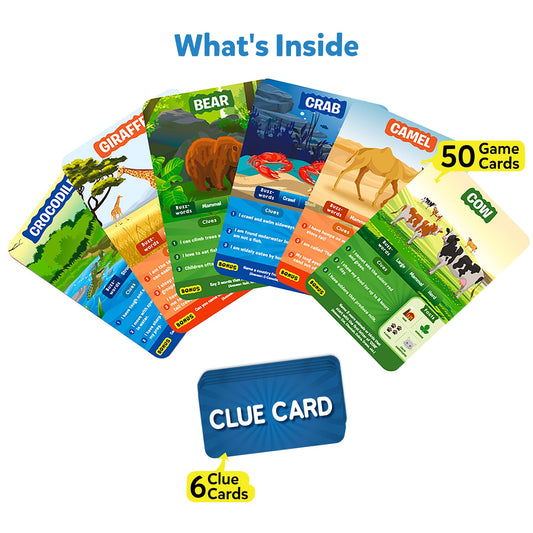 Skillmatics Guess in 10 Animal Planet clue cards highlighting strategic questions