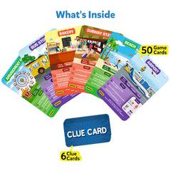 Skillmatics Guess in 10 Around Town clue cards boost strategic planning and discussion.