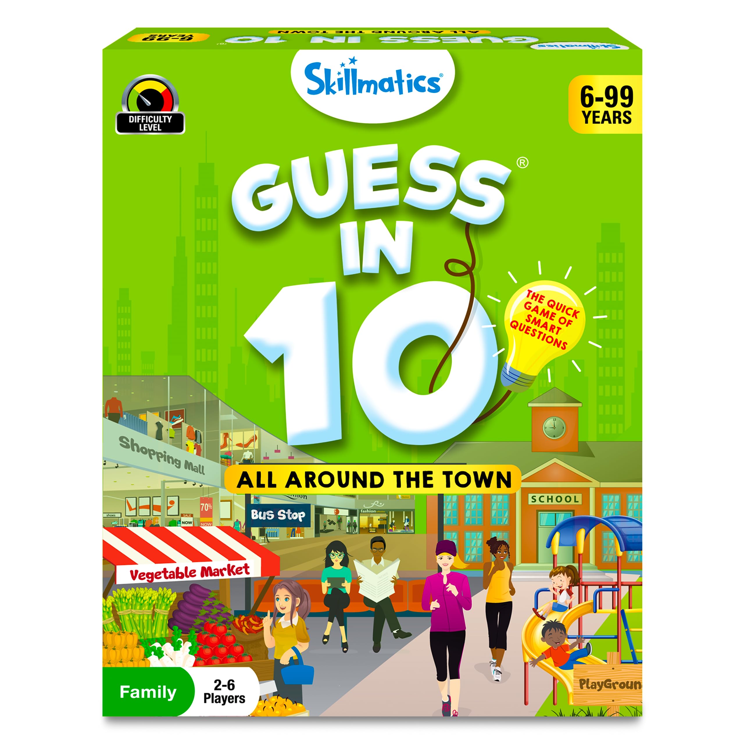 Skillmatics Guess in 10 Around Town game cards spark quick thinking during family game nights.