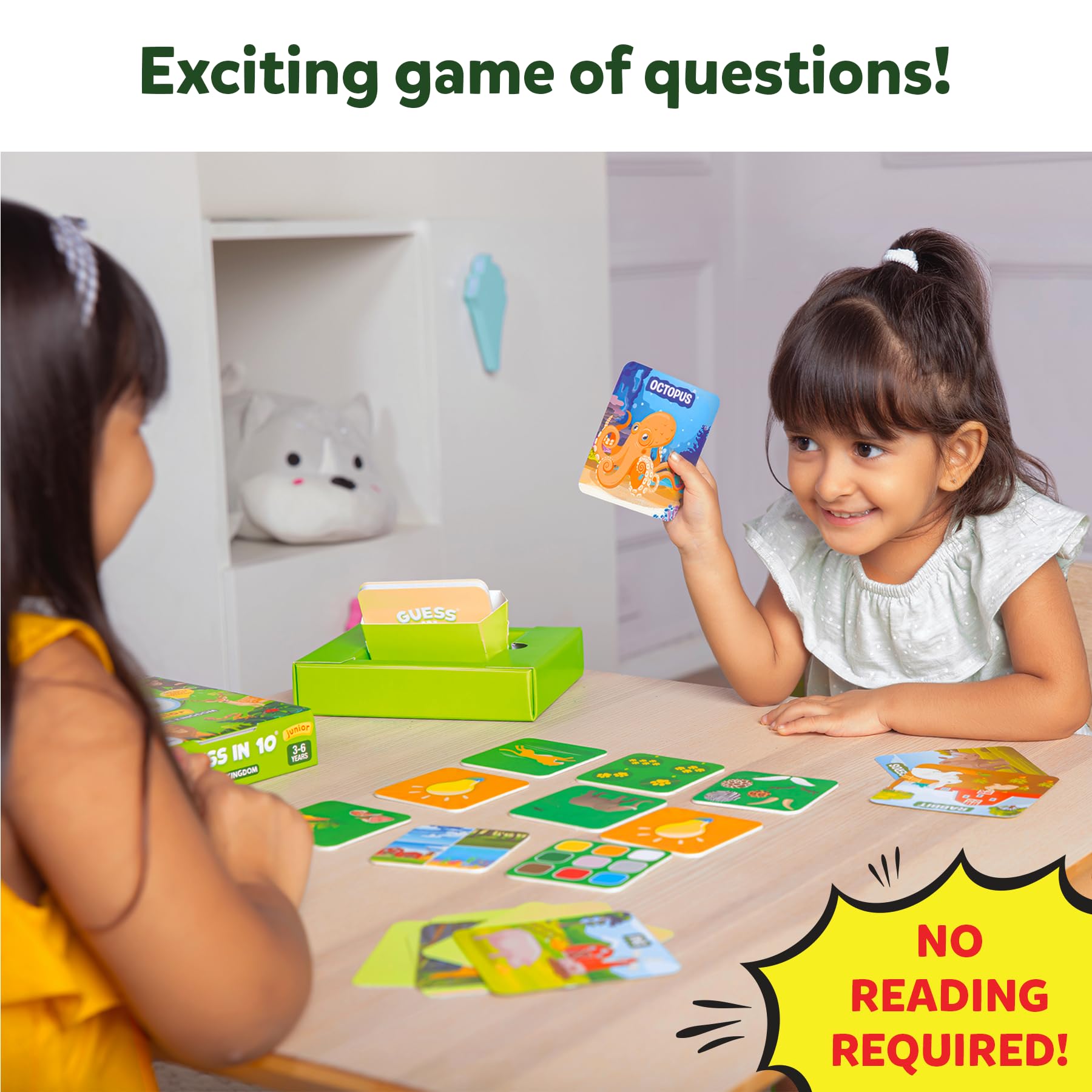 Skillmatics Guess in 10 game-cards spread ready for fast, engaging play