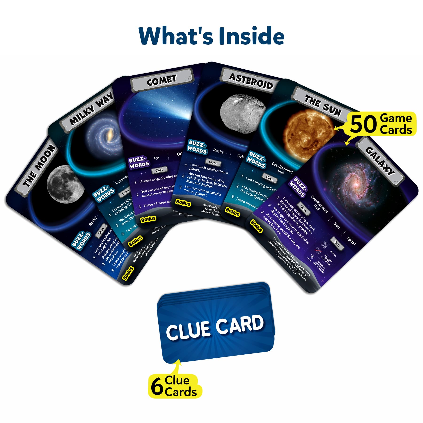 Skillmatics Guess in 10 NASA Space cards spread during play.