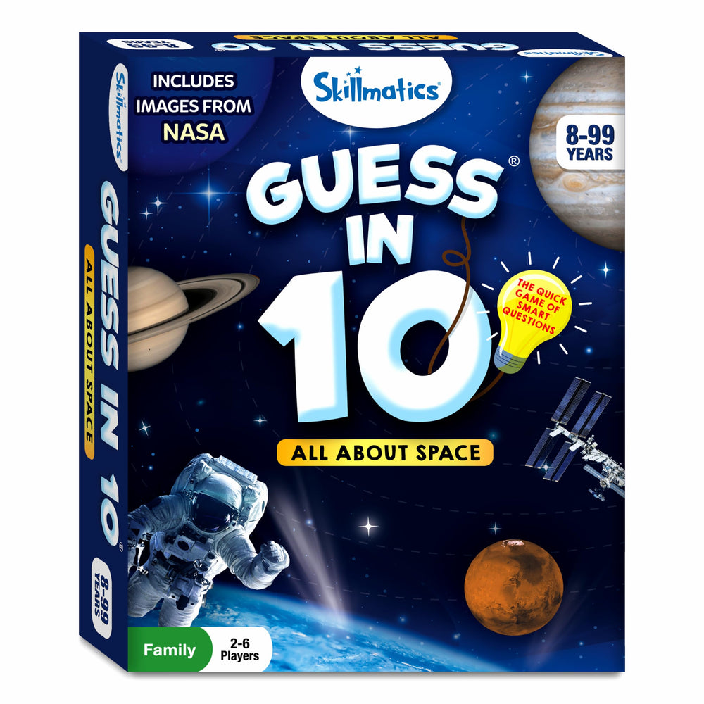 Skillmatics Guess in 10 NASA Space team play encourages collaboration.