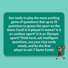 Skillmatics Guess in 10 Sports sport-guessing card encourages quick thinking.