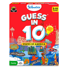 Skillmatics Guess in 10 States game cards for geography learning during family game night