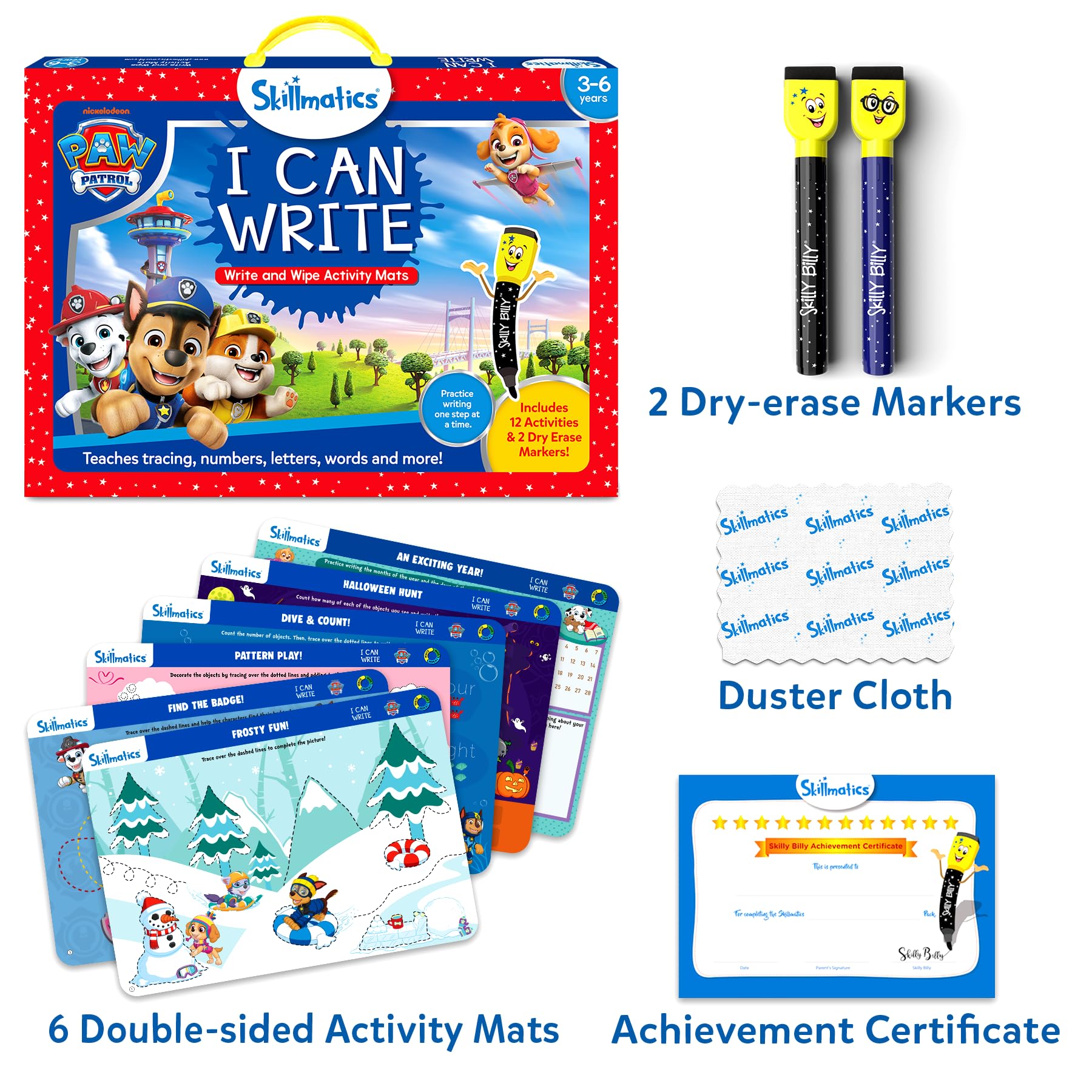 Double-sided PAW Patrol mats from Skillmatics offer versatile, reusable activities.