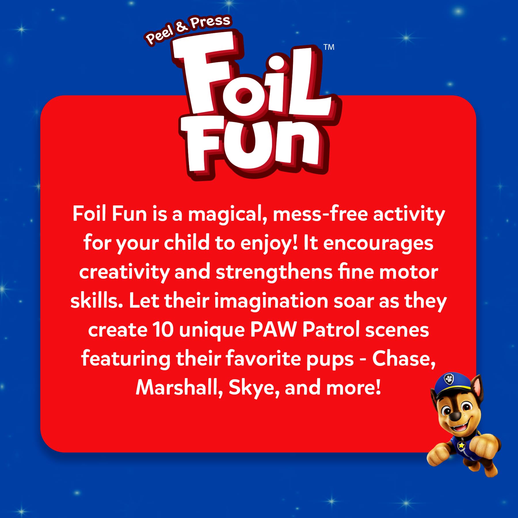 Award-winning Skillmatics PAW Patrol foil art kit for travel or class