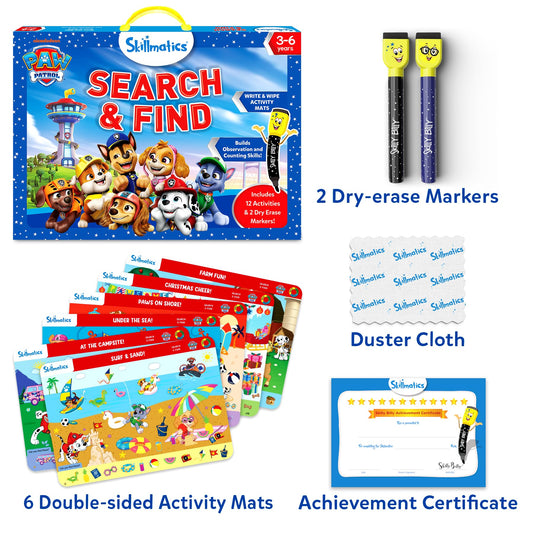 Skillmatics PAW Patrol mats side B scene enhances focus during searches