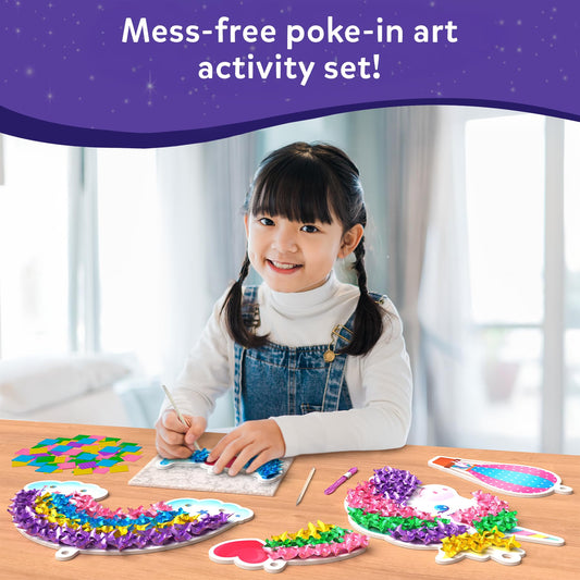 Skillmatics Poke-in Art fabric squares offer vibrant, mess-free decorating options
