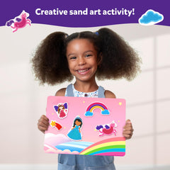 Skillmatics Sand Art glue drops secure finished pieces onto boards for lasting displays
