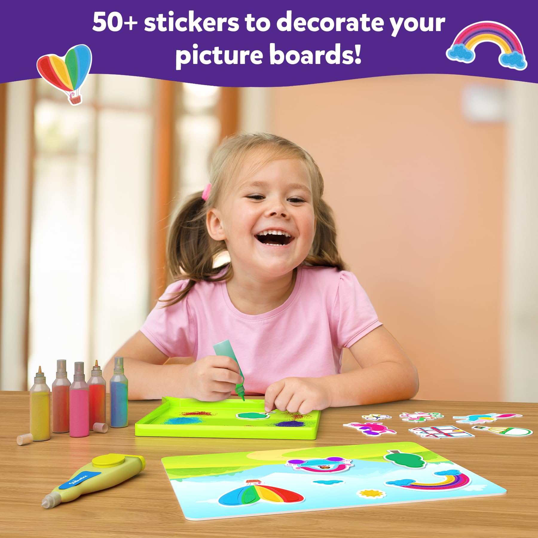 Skillmatics Sand Art rainbow pen adds decorative touches with smooth, accessible use