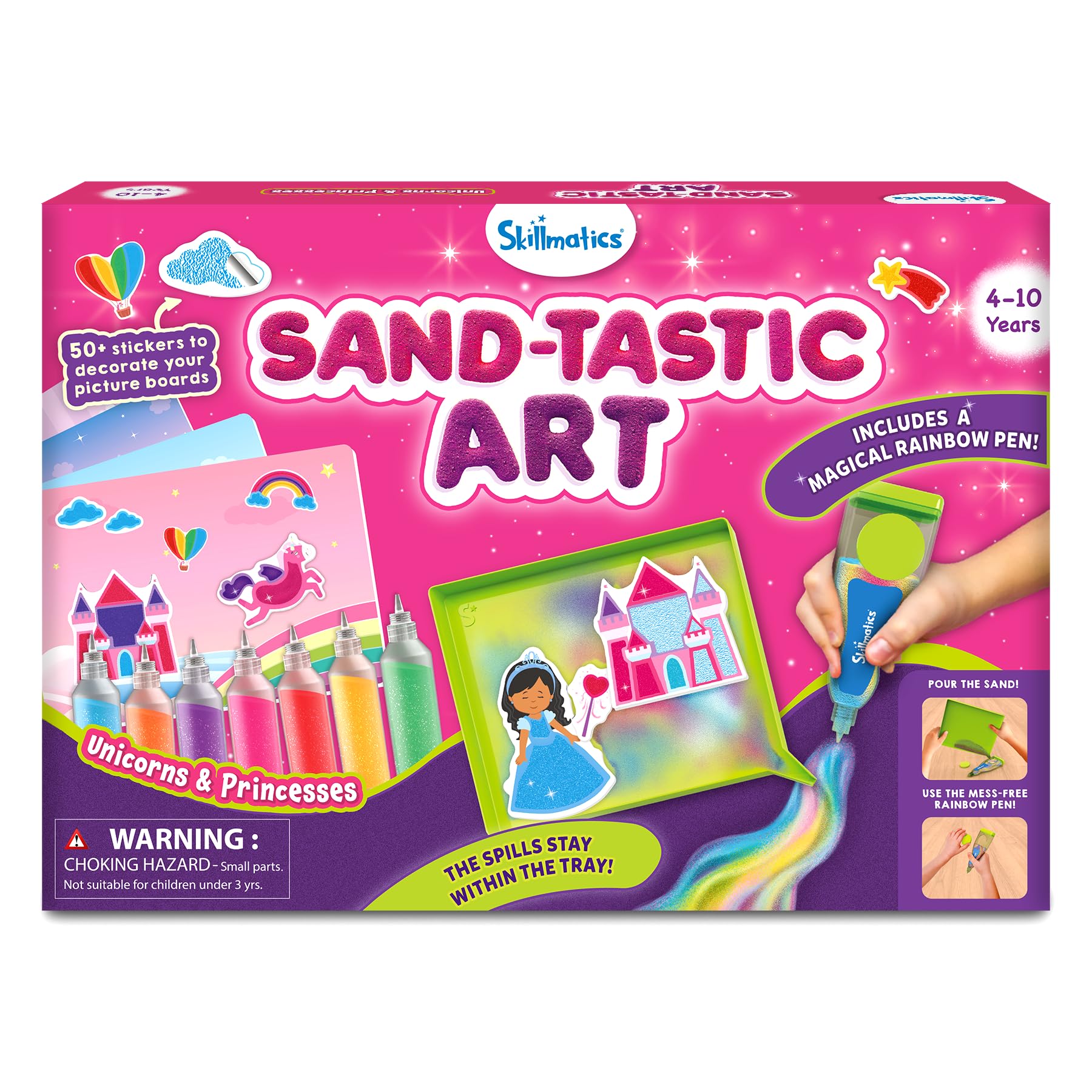Skillmatics Sand Art kit with unicorn tray enables mess-controlled, colorful crafting sessions