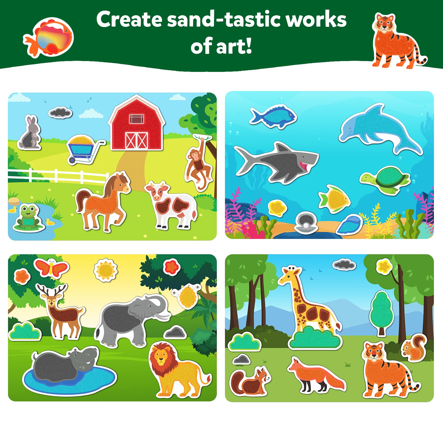 Skillmatics Picture Board provides a sturdy base for sticker scenes.