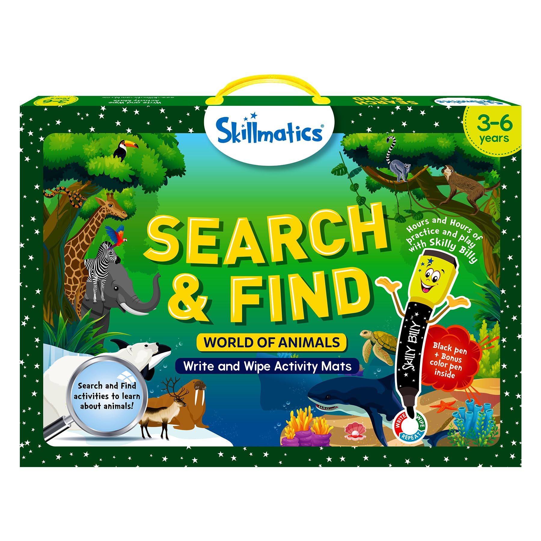 Skillmatics Search and Find Animals mats for vocabulary-building play