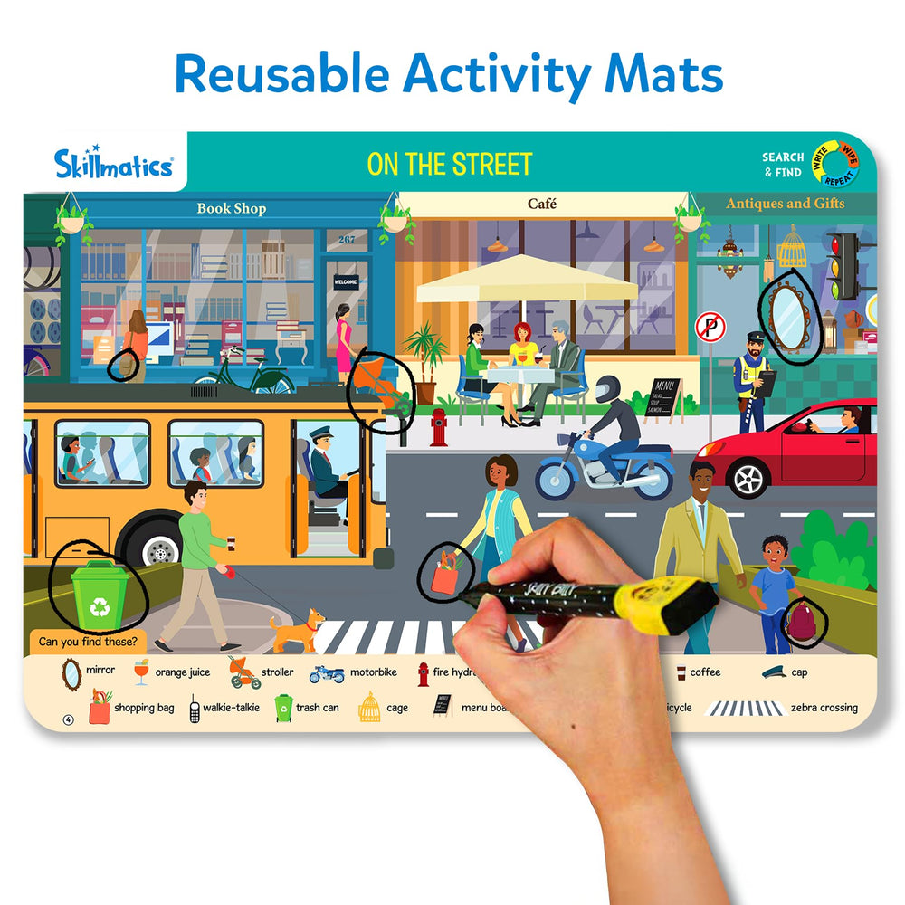 Skillmatics duster cloth helps keep mats clean for repeated play.