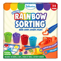 Skillmatics silicone rainbow sorting game color cups for color and shape recognition during play