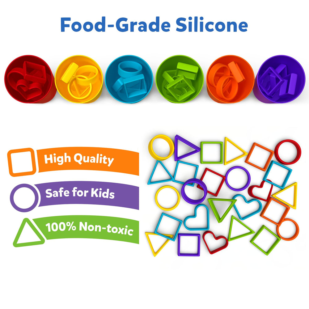 Skillmatics silicone rainbow sorting game storage bag to keep pieces organized
