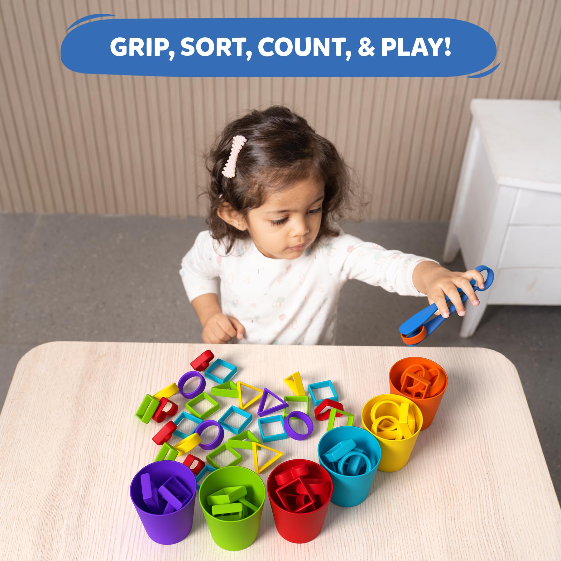 Skillmatics silicone rainbow sorting game tongs for precise grasping during sorting