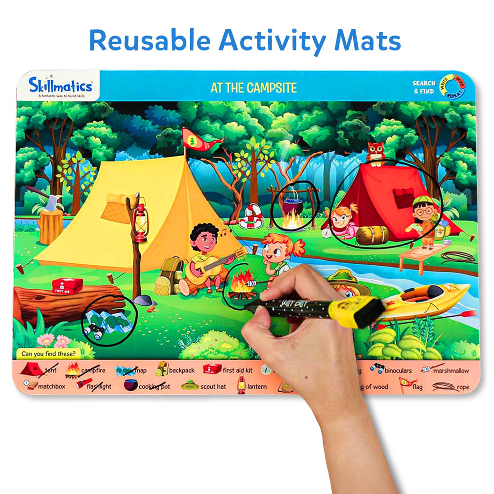 Skillmatics Skilly Billy dry-erase pens for reusable practice.