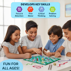 Skillmatics Snakes & Ladders double-sided board offers two gameplay setups