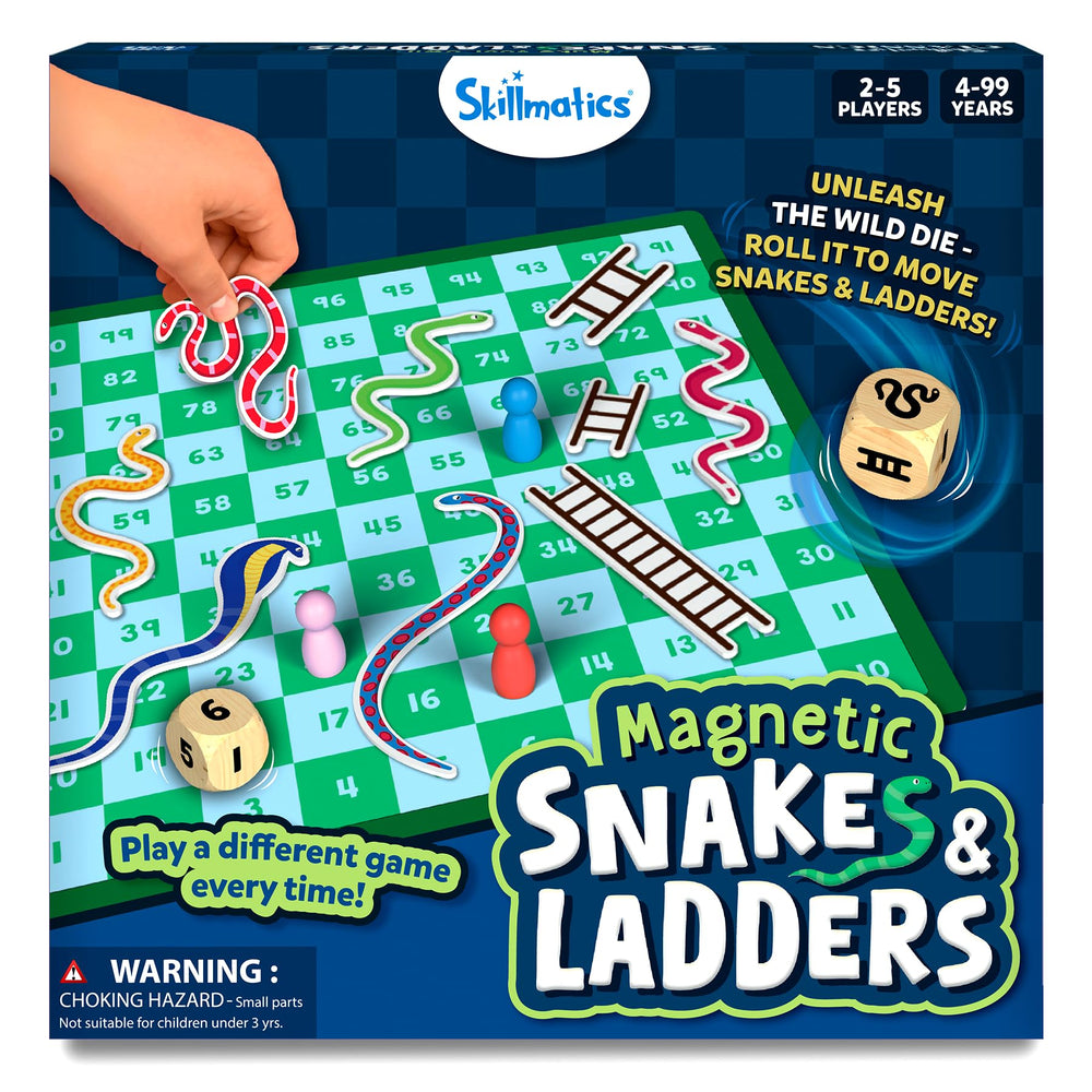 Skillmatics Snakes & Ladders magnetic board with customizable layout for unique games