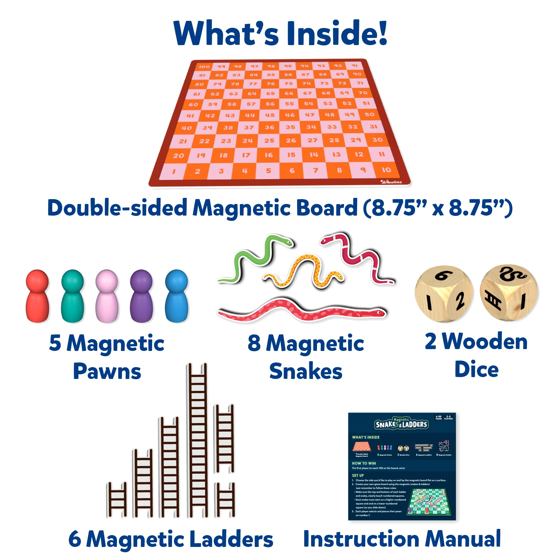 Skillmatics Snakes & Ladders magnetic ladders enable quick climbs and planning