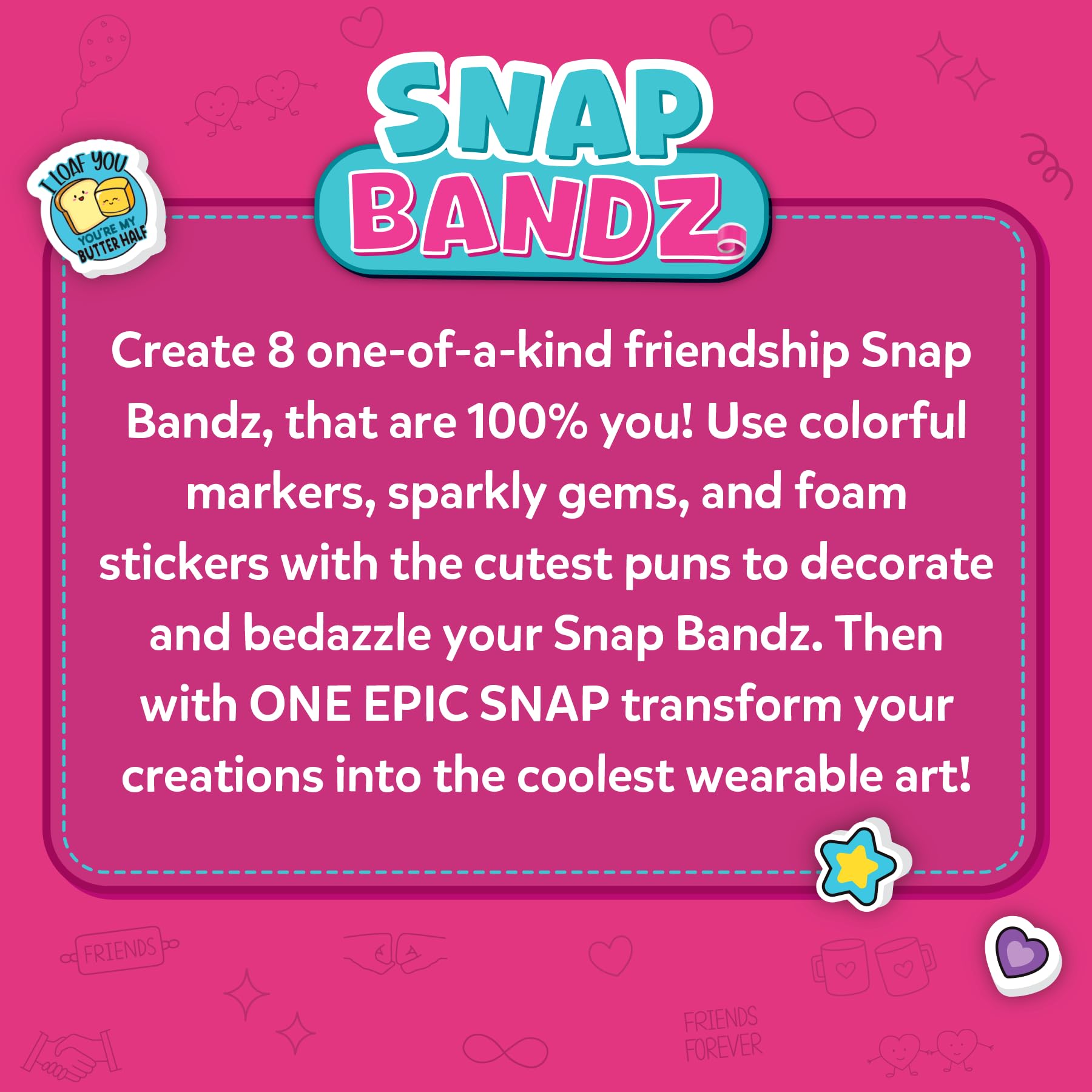 Skillmatics Snap Bandz punny stickers for playful bands